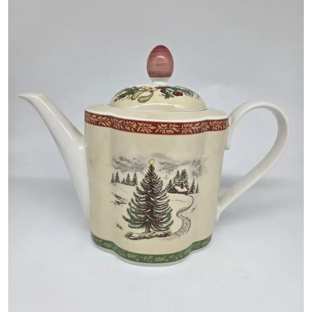 Vintage Villeroy & Boch Festive Memories Coffee Pot‎ w/Lid Christmas China Rare